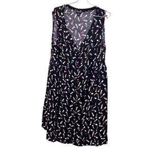 Torrid Size 2 Lipstick Dress Black Pink Button Down 2X